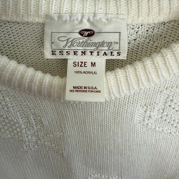 Vintage Worthington Sweater 80s Floral Embroidery Hearts Kitsch Cute Size Medium - Picture 5 of 12